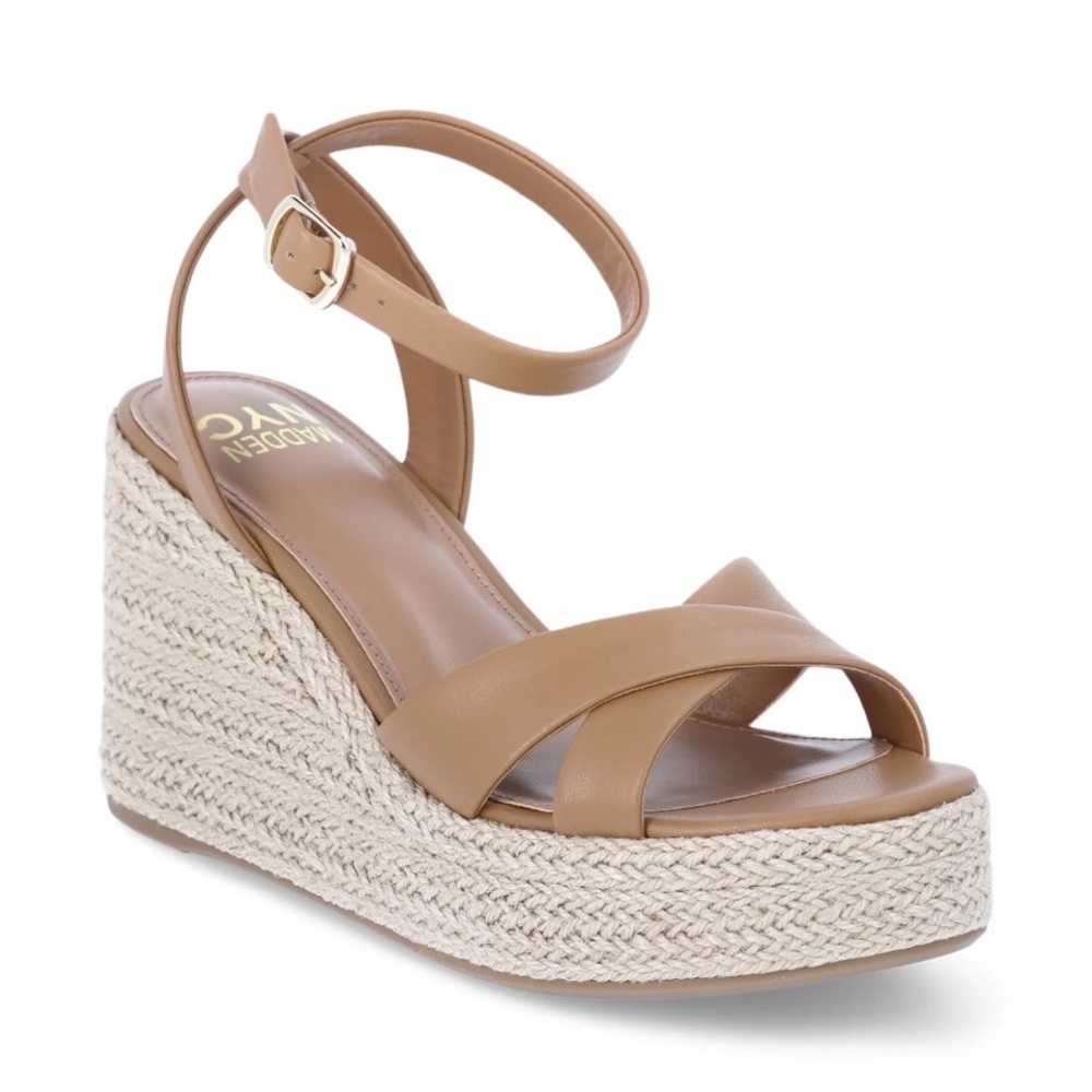 NYC Madden Steve Madden Tan Wedge Sandals Size 9 Espidrils